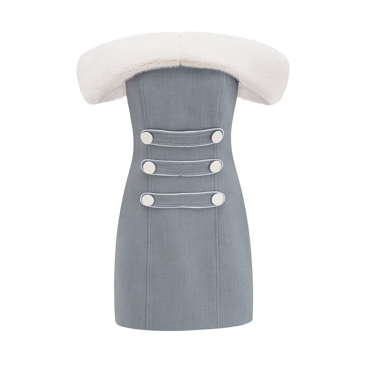 Lina grey faux-fur mini dress
