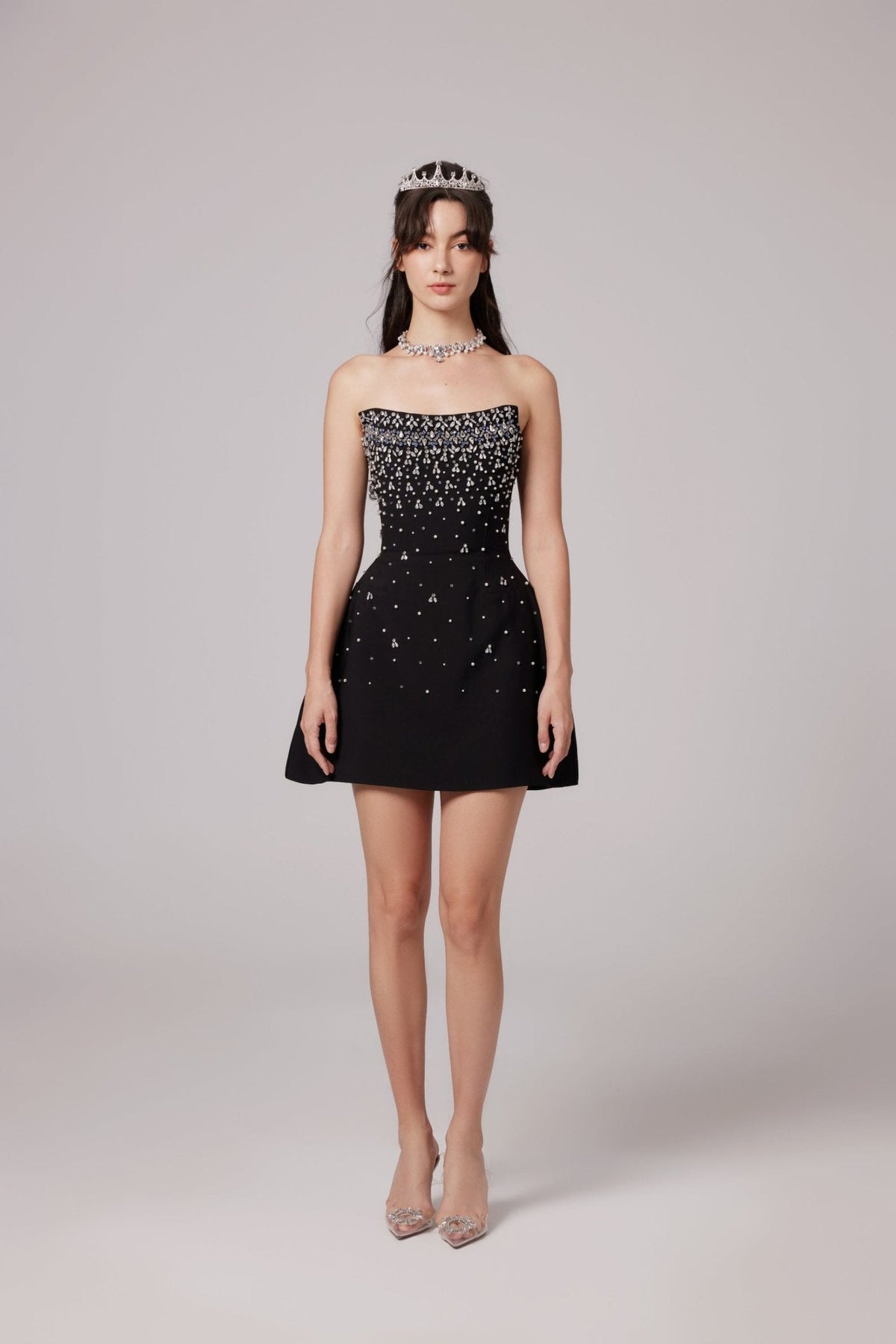 Melisande black embellished mini dress