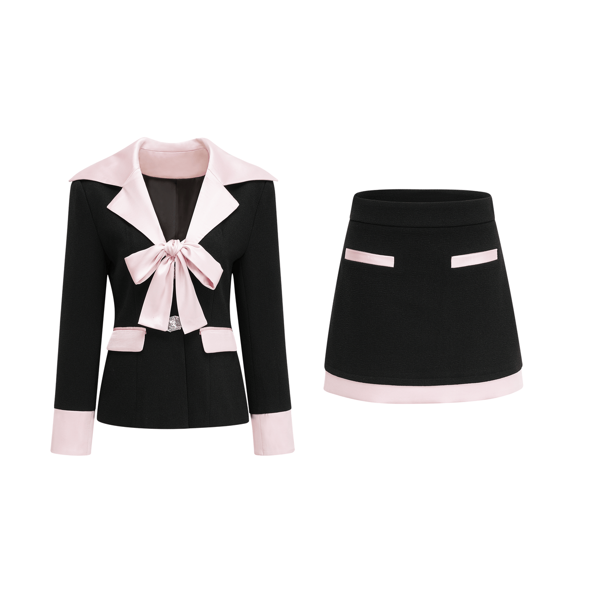 Uaine black jacket & skirt matching set