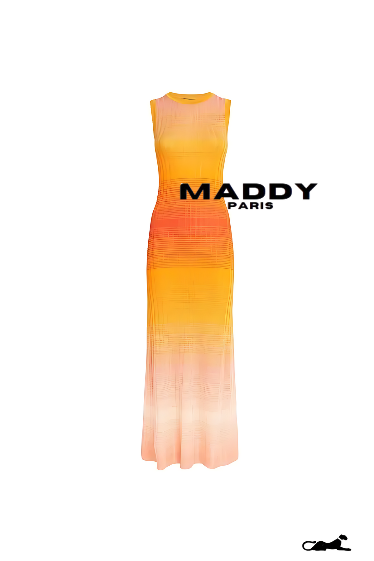 ANDREA  Gradient Knitted Maxi Dress Tie-dye  - Orange
