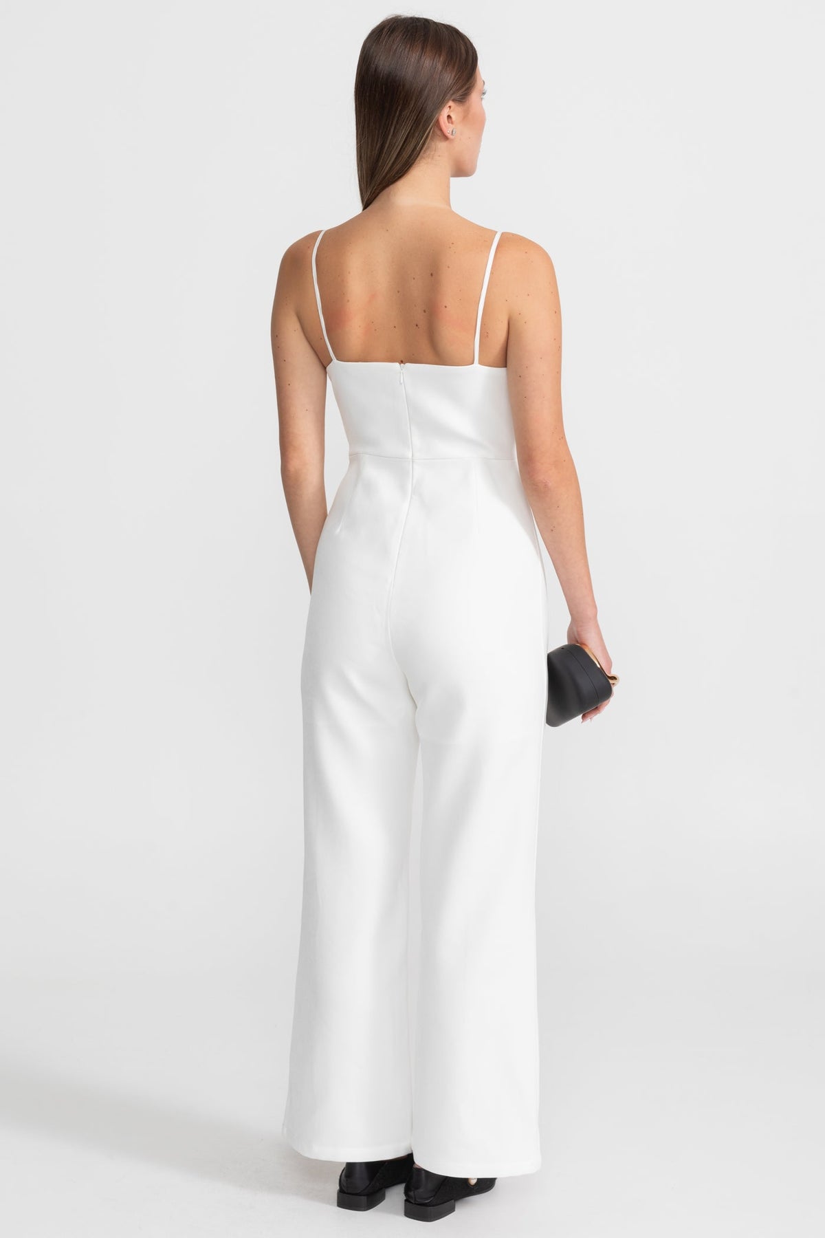 Wing Detail Jumpsuit – White & Black