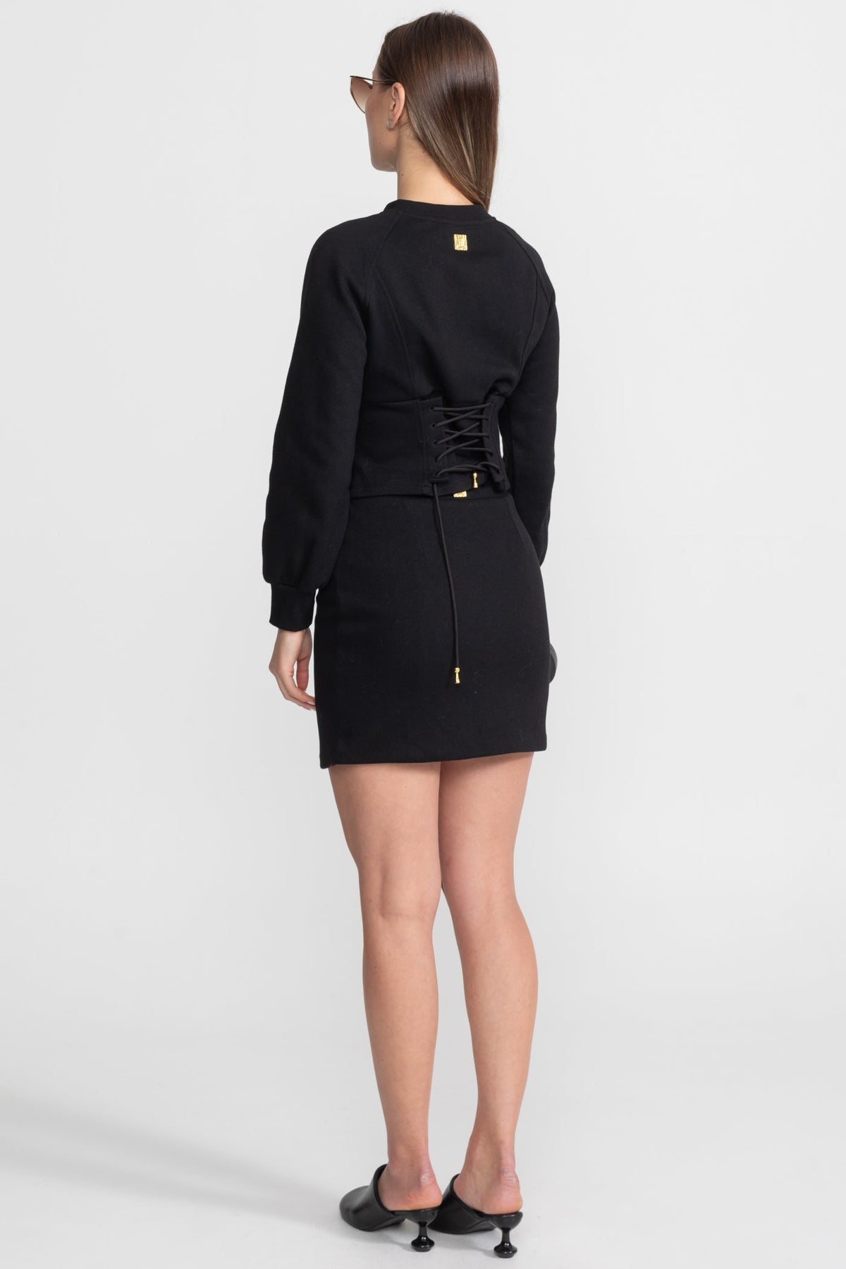 Embellished Button Co-ord Set – Black