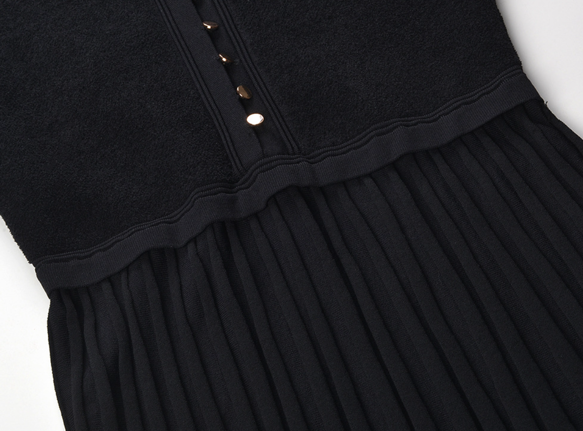 MADDY PARIS EVANGELINE PLEATED MINI DRESS - BLACK