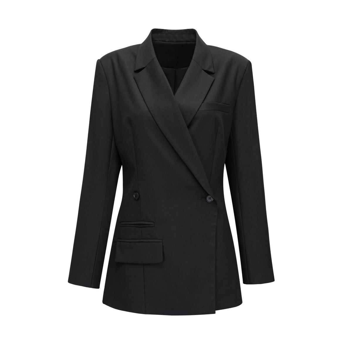 Priscille black double-breasted wool blazer