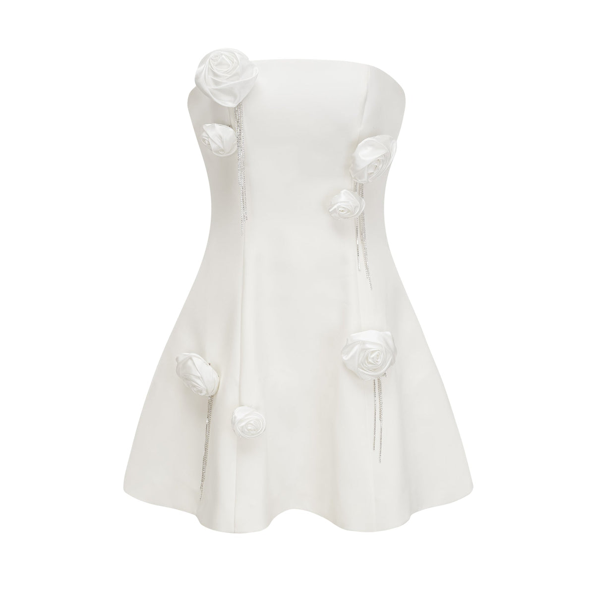Rosalie white faux-flower mini dress