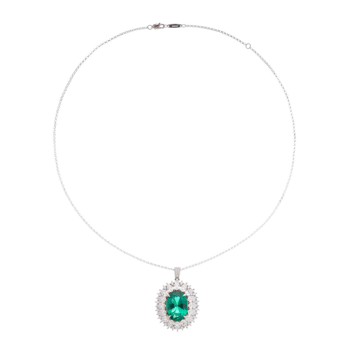 Raphaëlle Green Oval Gemstone Pendant Sterling Silver Necklace
