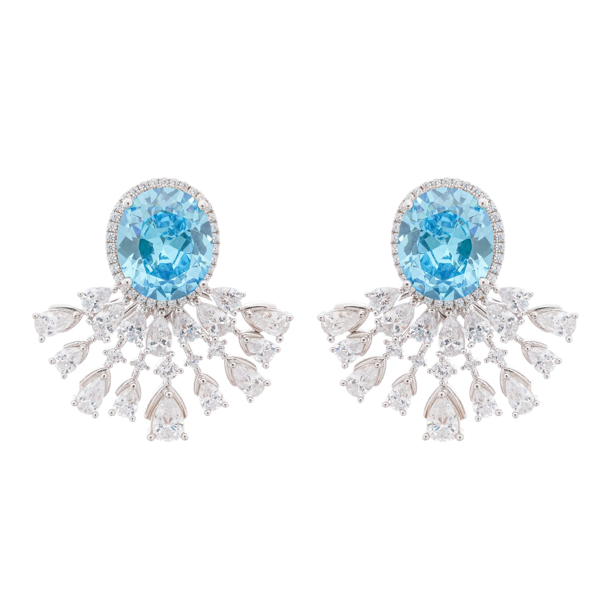 Noémie Blue Crystal Embellished Sterling Silver Earrings
