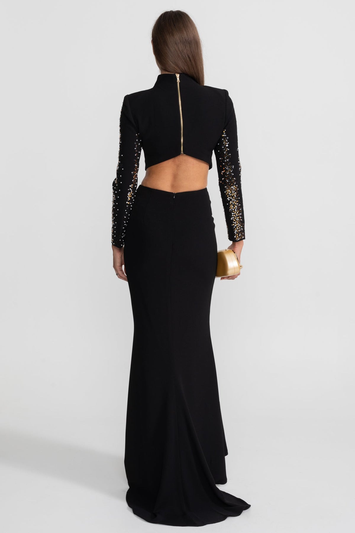 Embellished Co-Ord Set with Silver and Gold Sequin Detailing - Black