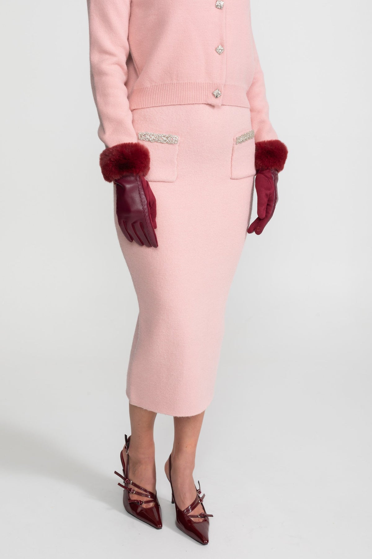 Embellished Knit Co-Ord Set – Blush Pink