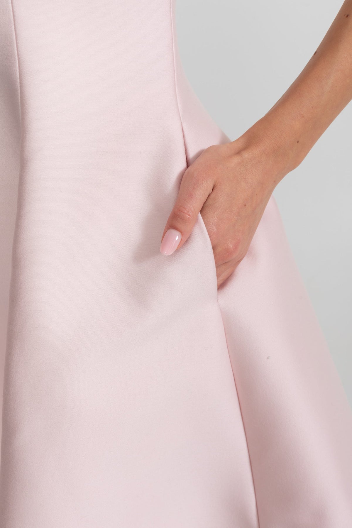 A-Line Mini Dress with Lace Bib – Blush Pink