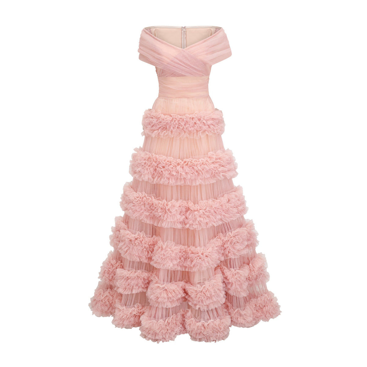 Solène pink tiered maxi dress
