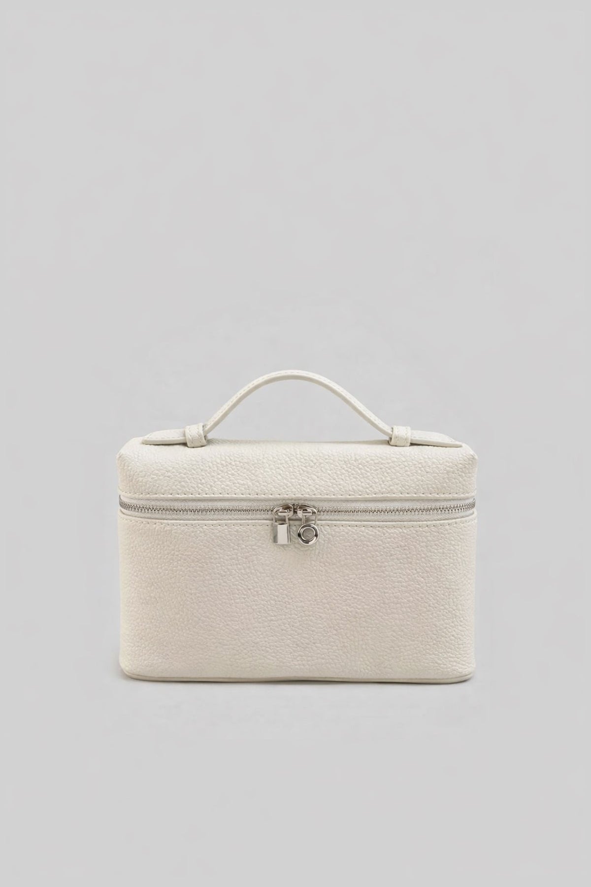 Structured Vanity Bag With Top Handle - White