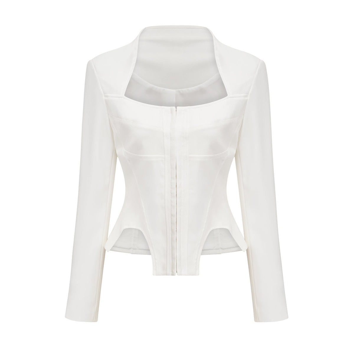 Yvette white long-sleeved corset top