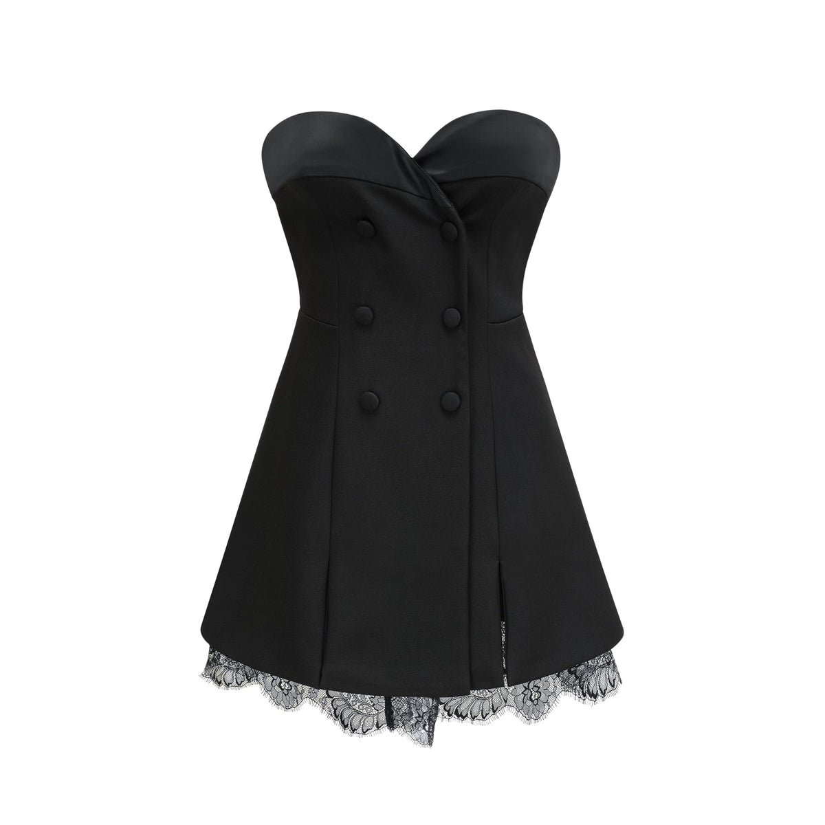 Zephyra black lace-detail mini dress